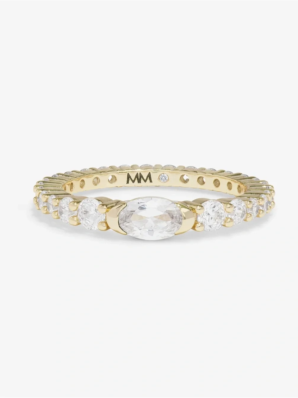 Melinda Maria Gold Oval Stacking Ring with Diamondettes